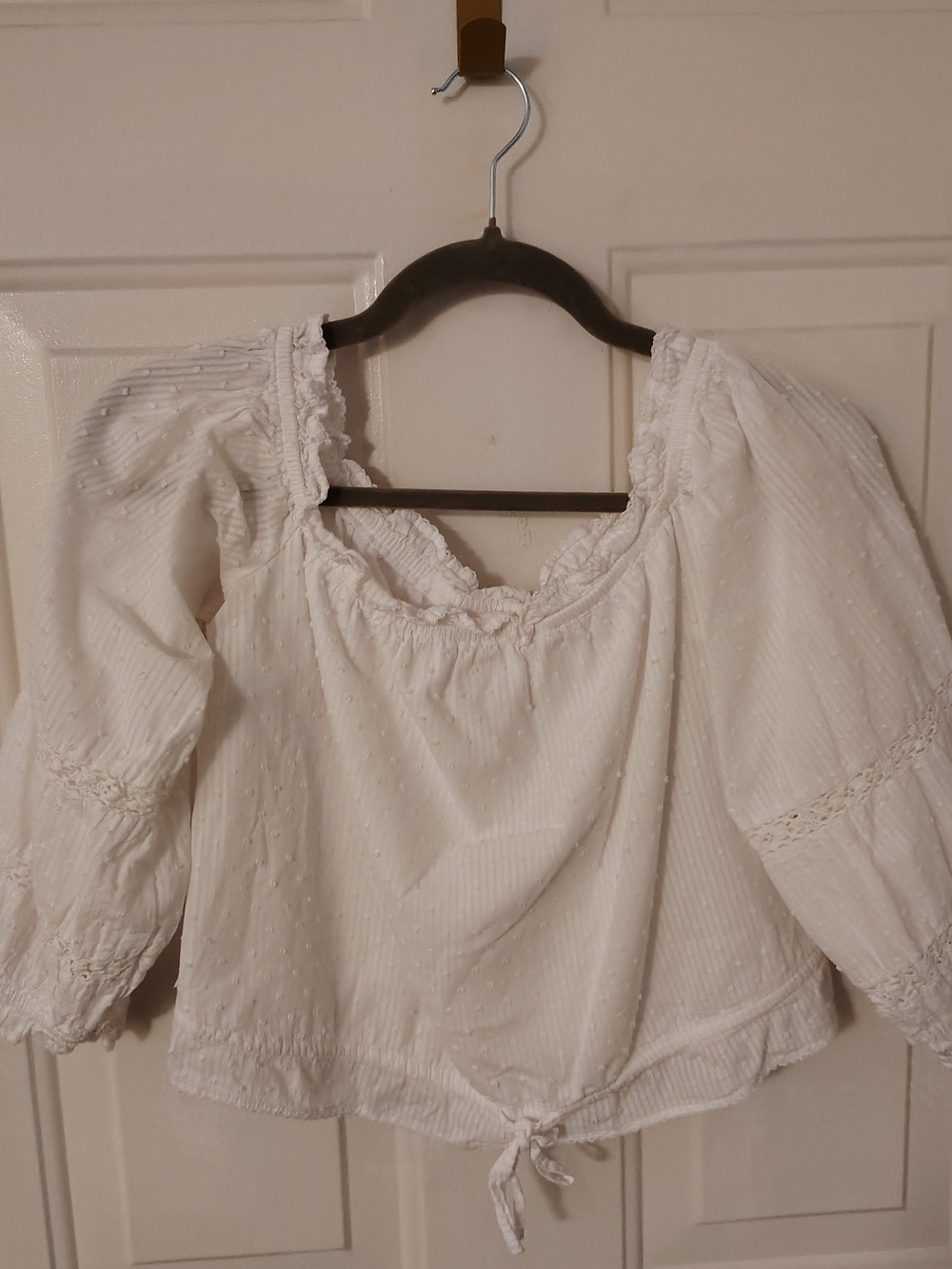 LC Lauren Conrad White Peasant Tie-Front Blouse